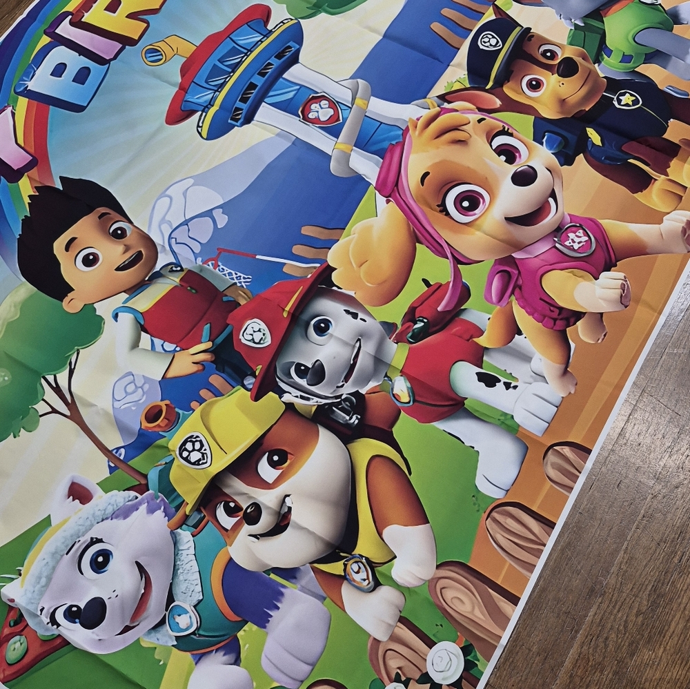Paw Patrol 6 foot Vinyl Birthday Photo Backdrop and balloon kit & *FREE GIFT* - Picture 3 of 6